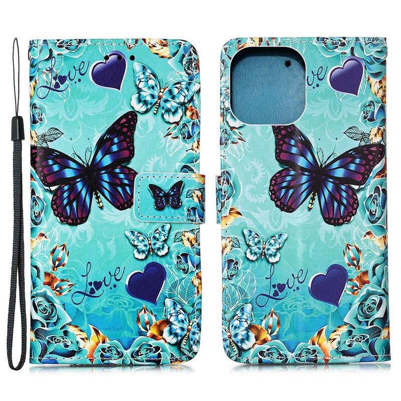Κάλυμμα iPhone 13 Pro με κορδονι Love Butterflies Strappy