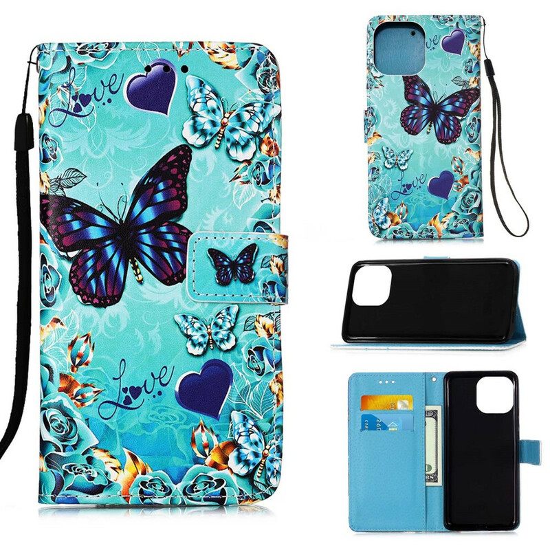 Κάλυμμα iPhone 13 Pro με κορδονι Love Butterflies Strappy