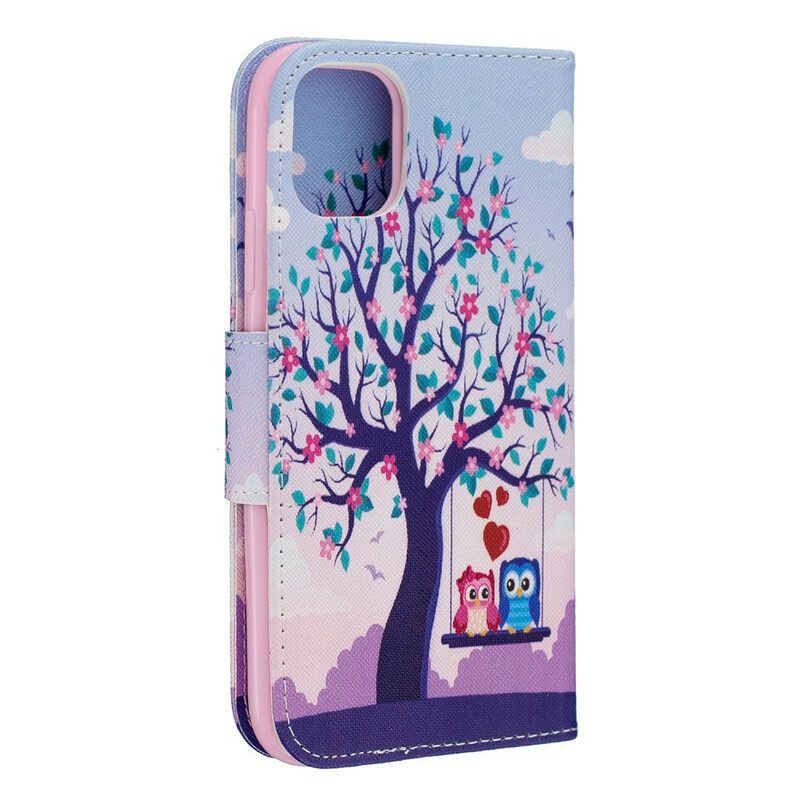 Θήκη Flip iPhone 11 Κουκουβάγιες Στην Κούνια