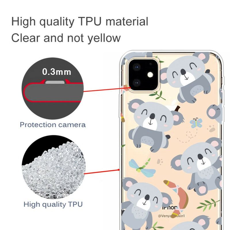 Θήκη iPhone 11 Χαριτωμένα Γκρι Κοάλα