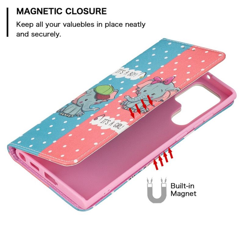θηκη κινητου Samsung Galaxy S22 Ultra 5G Θήκη Flip Μωρά Ελέφαντα