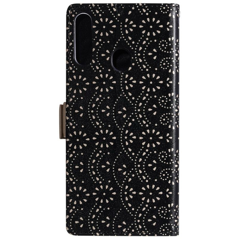 Κάλυμμα Samsung Galaxy A20s με κορδονι Πορτοφόλι Με Λουράκι Με Δαντέλα