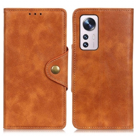 Κάλυμμα Xiaomi 12 Pro Vintage Ψεύτικο Δέρμα Και Κουμπί