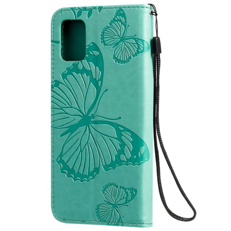 δερματινη θηκη Samsung Galaxy A51 με κορδονι Πεταλούδες Giant Strap