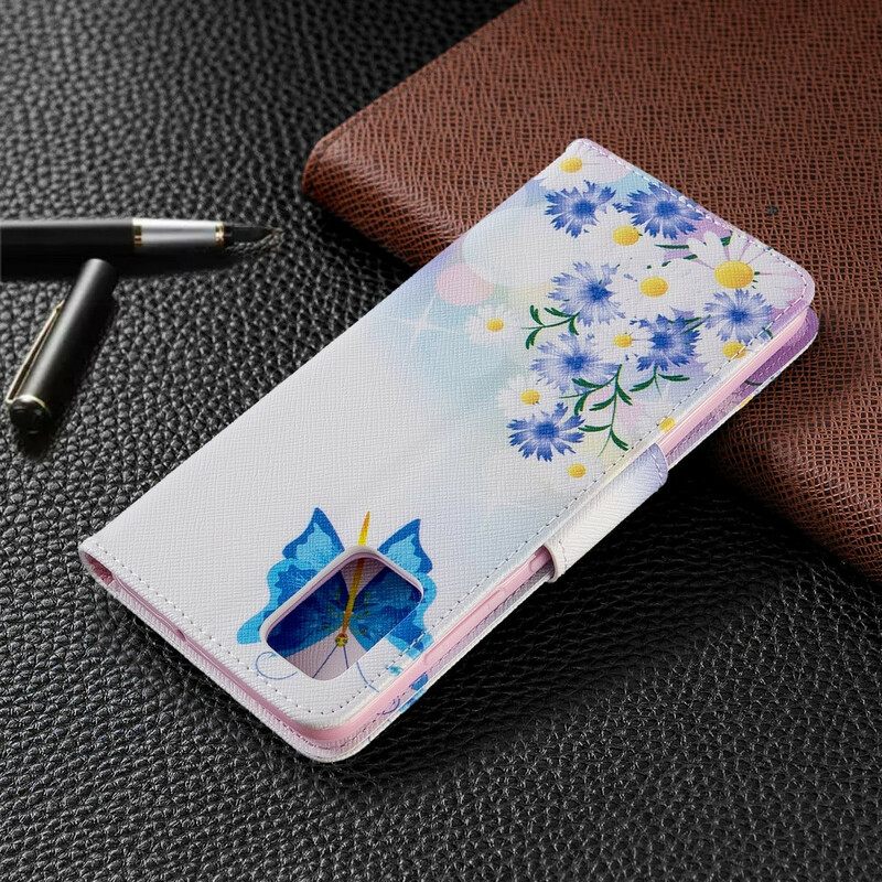 δερματινη θηκη Samsung Galaxy A51 Ζωγραφισμένες Πεταλούδες Και Λουλούδια