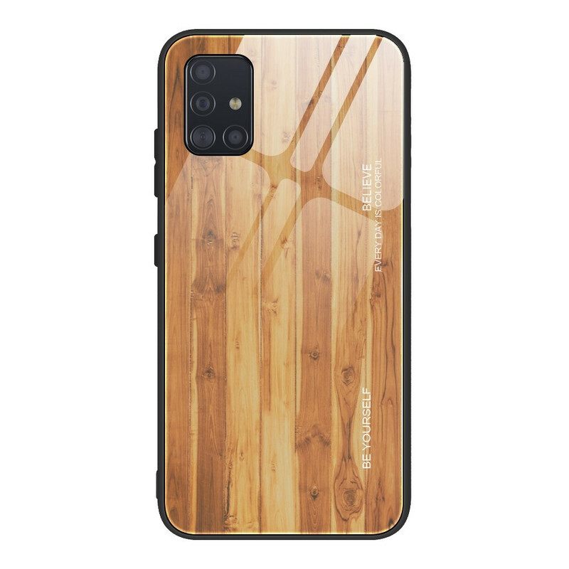 Θήκη Samsung Galaxy A51 Σχεδιασμός Ξύλου Tempered Glass